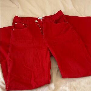 Princess Polly Women's Red Straight Leg Jeans